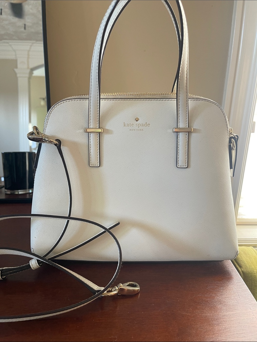 kate spade White Saffiano Dome Satchel - Picture 2 of 6